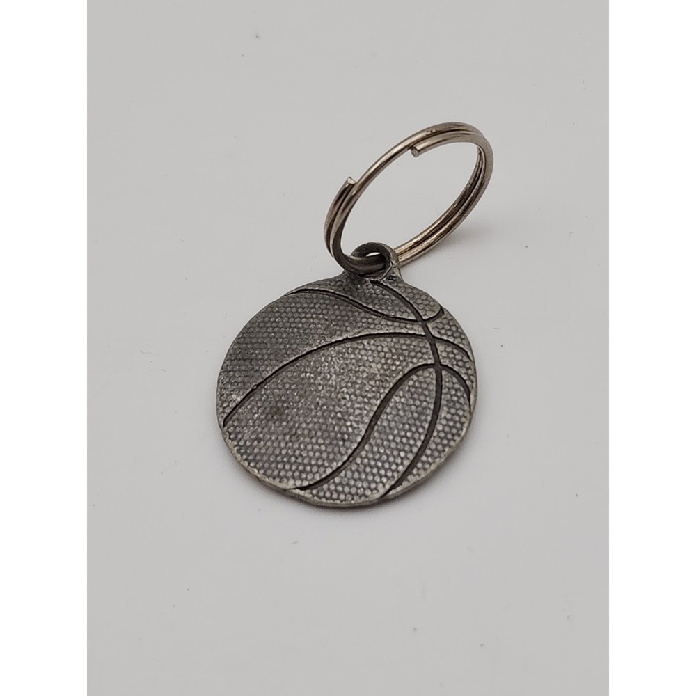 Vintage signed AVON silver tone BASKETBALL sports keychain key ring